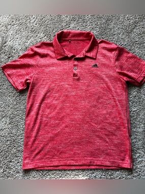 adidas Heathered Red Polo Shirt with Logo